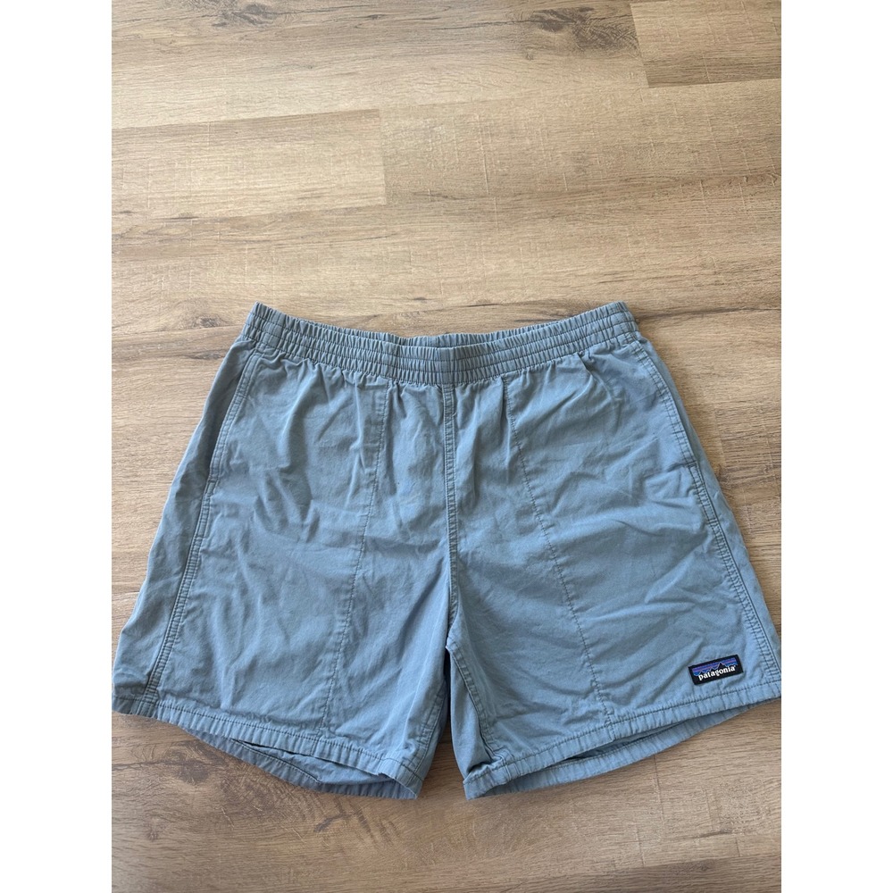 Patagonia Funhoggers Shorts Mens Large Blue Grey Hemp Cotton 6 Inseam